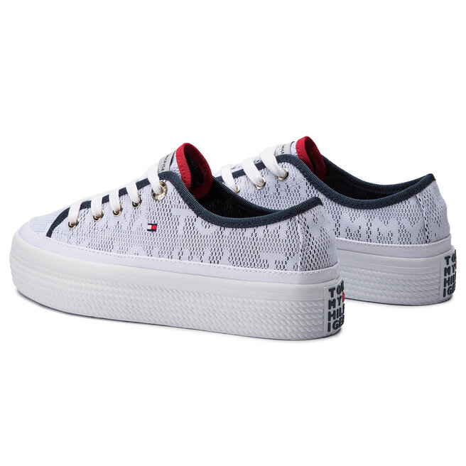 Tennis Tommy Hilfiger Jacquard Flatform Sneaker FW0FW04071 White