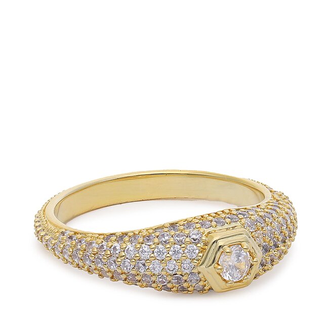 Ring Luv AJ Pave Hex Signet Ring HOL22-R-PHSR-G Goldfarben | eschuhe.de