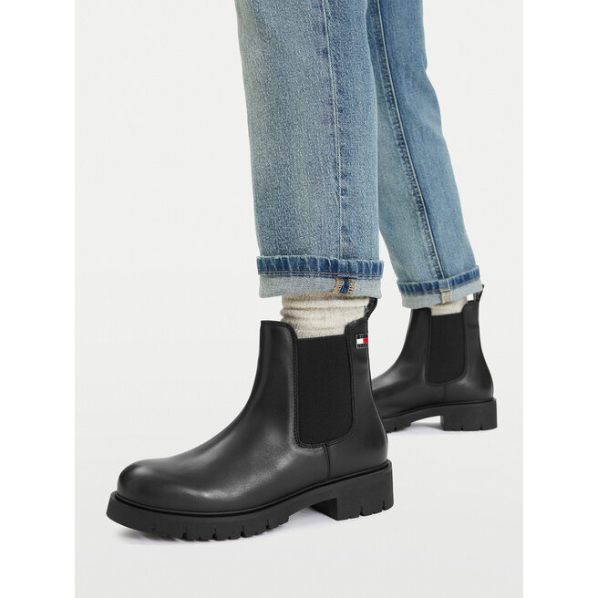 Sztyblety Tommy Jeans Tjw Cleated Chelsea Boots EN0EN03105 Czarny