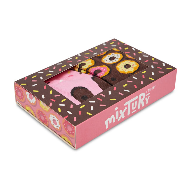 Σετ 2 ζευγάρια ψηλές κάλτσες γυναικείες Zooksy Mixtury Donuts Καφέ