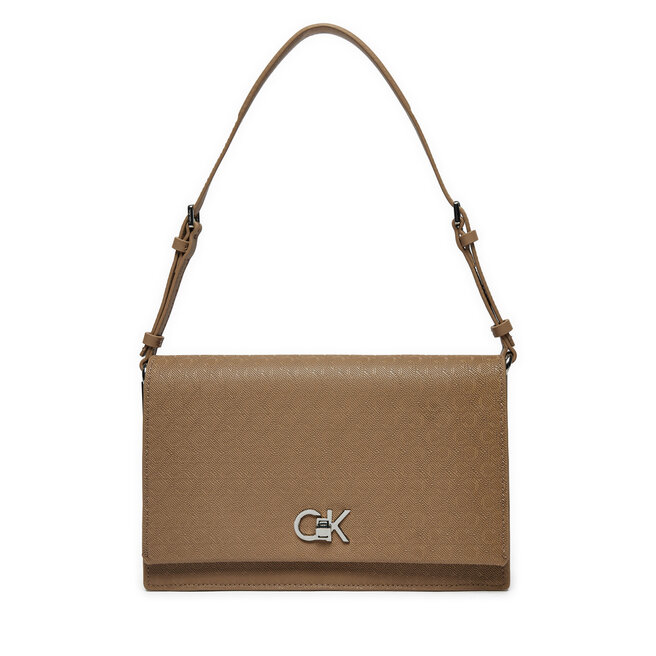 Torebka Calvin Klein Ck Elongated Shoulder Bag_Mono - Beżowy