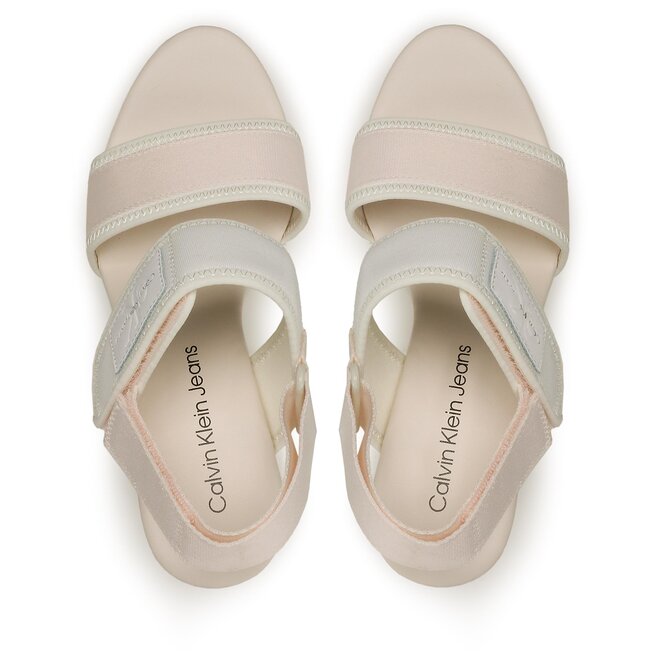 Calvin Klein Jeans Сандали Calvin Klein Jeans Wedge Sandal Badge YW0YW01028 White/Ancient White 0LA