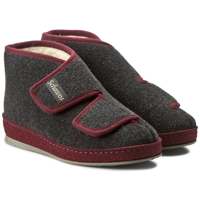 Schawos Hausschuhe Schawos 370016-9 Bordo/Anthrazit