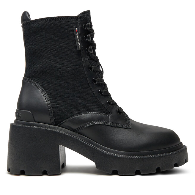 Botki Tommy Jeans Tjw Mid Heel Boot Mix Media - Czarny