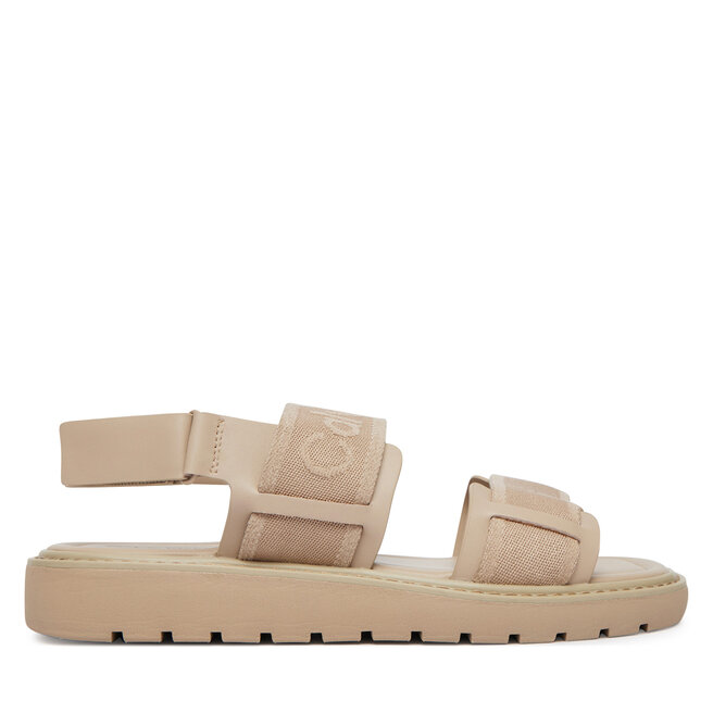 Sandały Calvin Klein Sq Molded Sandal Webb HW0HW02872 Beżowy - kobiece
