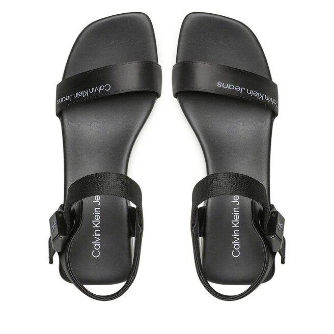 Calvin Klein Jeans Сандали Calvin Klein Jeans Wedge Block Sandal Satin/Hw YW0YW00980 Black/Overcast Grey 0GL