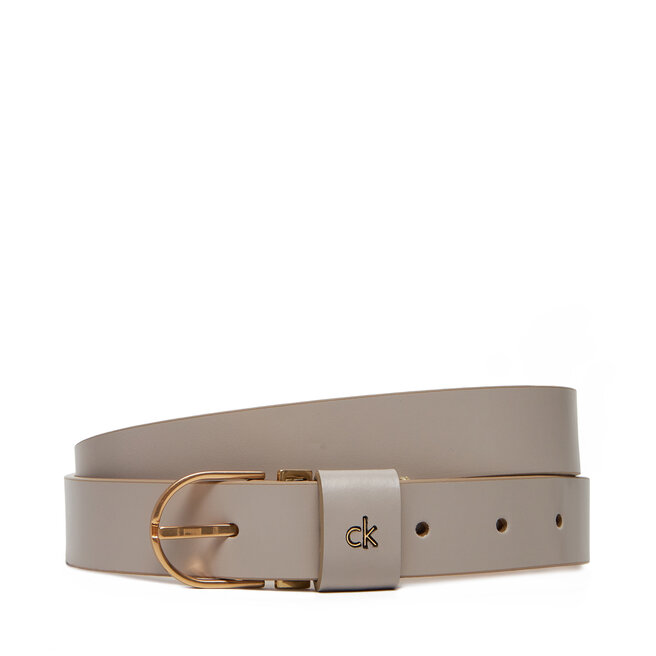 Pasek Damski Calvin Klein Ck Metal Loop Round Buckle 25Mm - Brązowy
