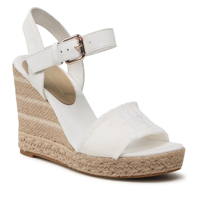 Buy Tommy Hilfiger Monogram Denim Wedge Sandals In Denim