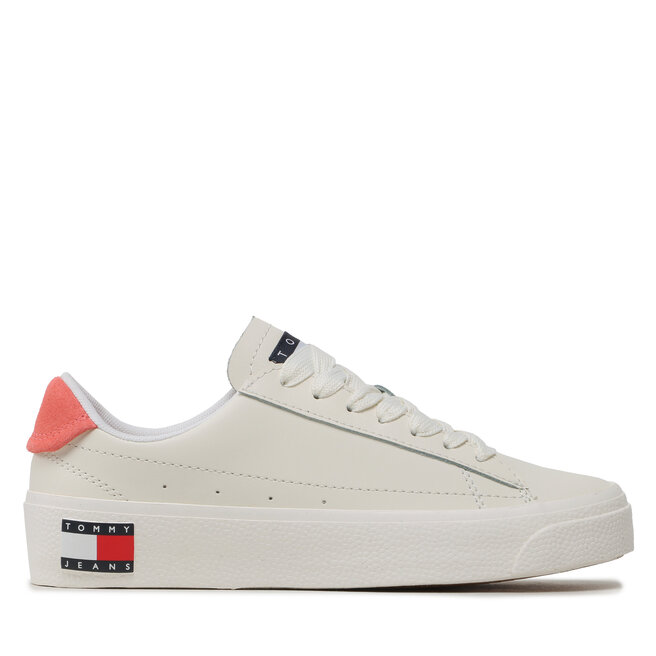 Sneakersy Tommy Jeans Tjw Leather Vulc. Flatform - Écru