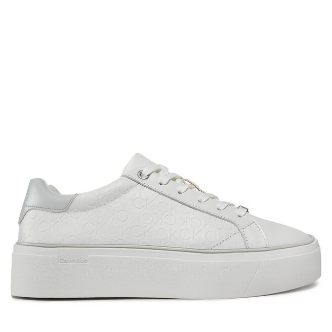 Sneakersy Calvin Klein Flatform C Lace Up - Mono Mix - Biały