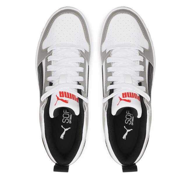 Puma Sneakersy Puma Rebound Layup Lo Sl Jr 370490 20 Puma White-Puma Black-Concrete Gray-For All Time Red