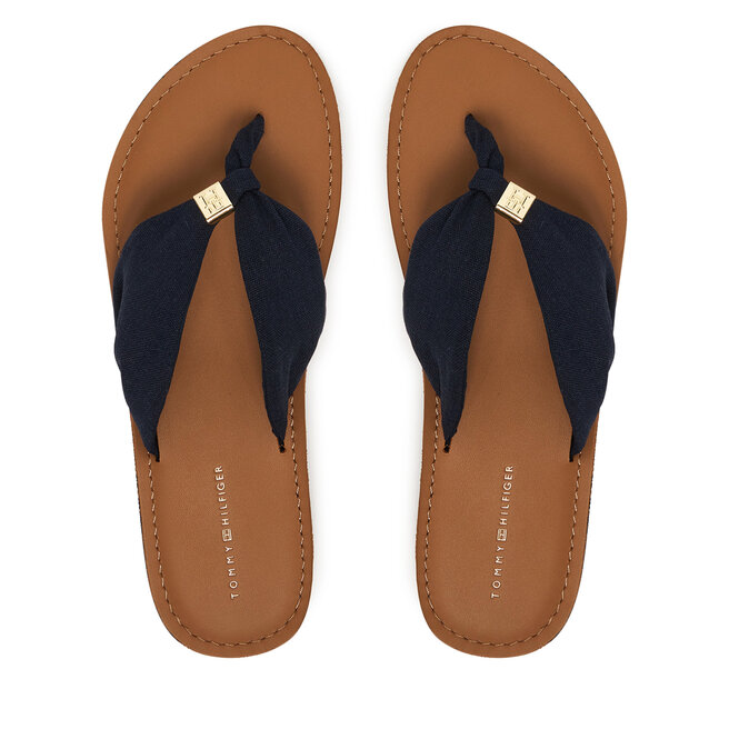Japonki Tommy Hilfiger Th Ltr Footbed Summer Sandal FW0FW09194 Granatowy -