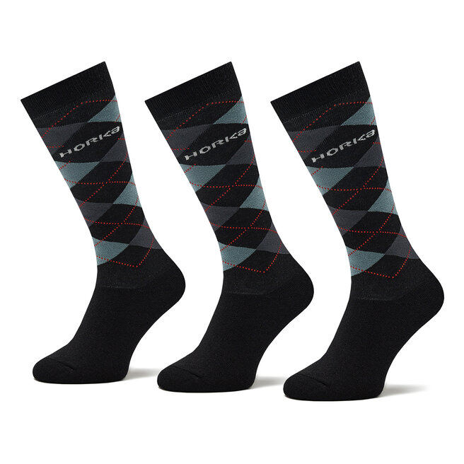 Σετ 3 ζευγάρια ψηλές κάλτσες unisex Horka Riding Socks 145450-0000-0206 Ch Black/Grey