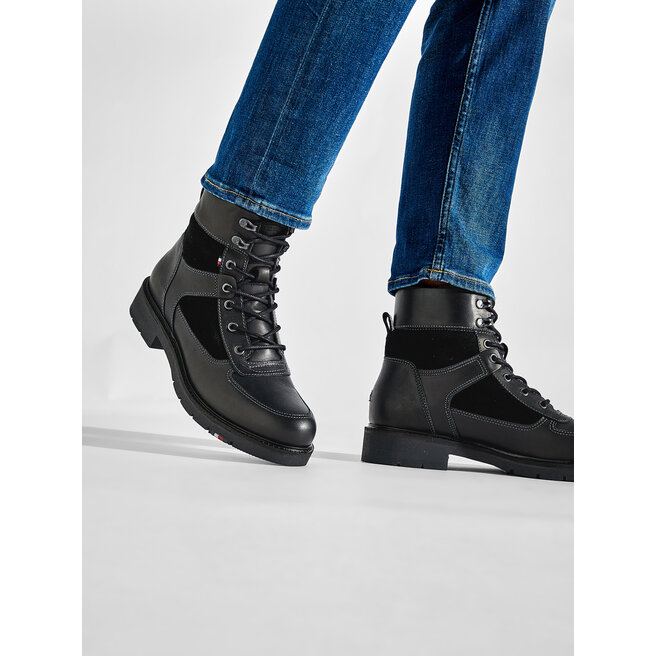 Tommy Hilfiger Kozačky Tommy Hilfiger Rwb Hilfiger Warm Mix Lace Boot FM0FM04203 Black BDS