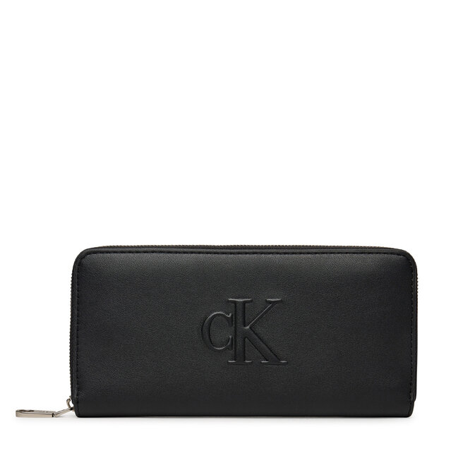 Duży Portfel Damski Calvin Klein Jeans Sculpted Zip Around - Czarny