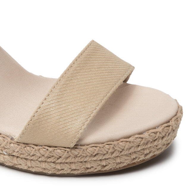 Tommy Hilfiger Espadrile Tommy Hilfiger Shiny Touches High Wedge Sandal FW0FW06180 Light Gold 0LJ