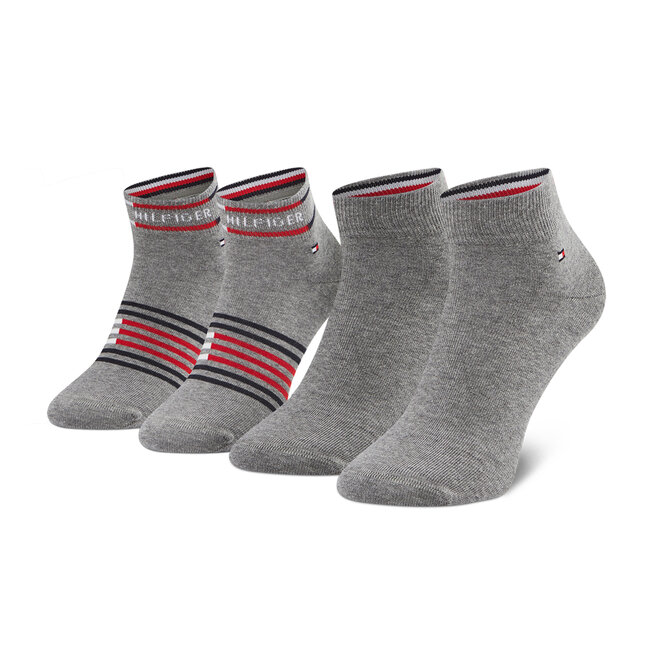 Set de 2 perechi de șosete lungi pentru bărbați Tommy Hilfiger 100002212 Mid Grey Melange 004 004