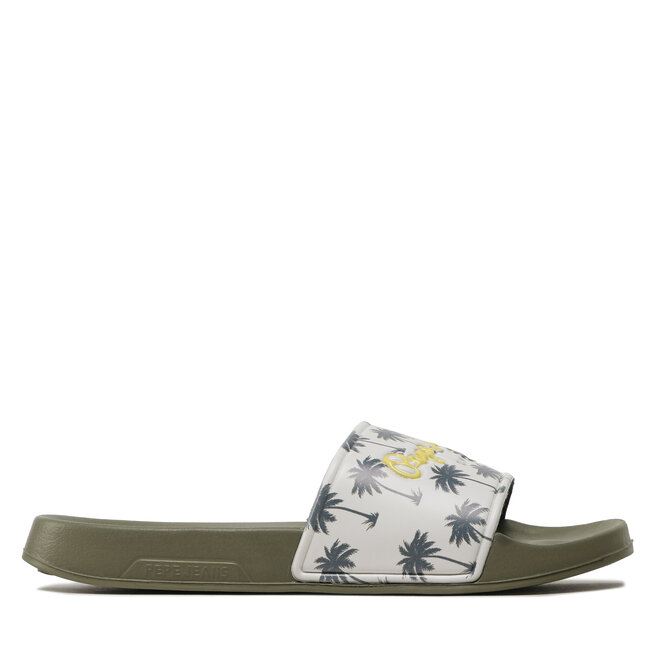 Pepe Jeans Șlapi Pepe Jeans Slider Print PMS70124 Khaki Green 765