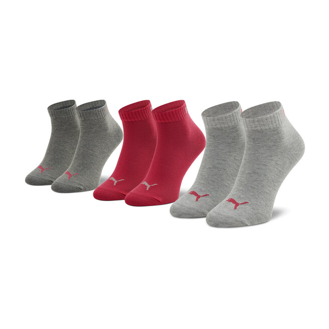 3 pares de calcetines cortos para mujer Puma 906978 16 Middle Grey  Melange/Pink 1