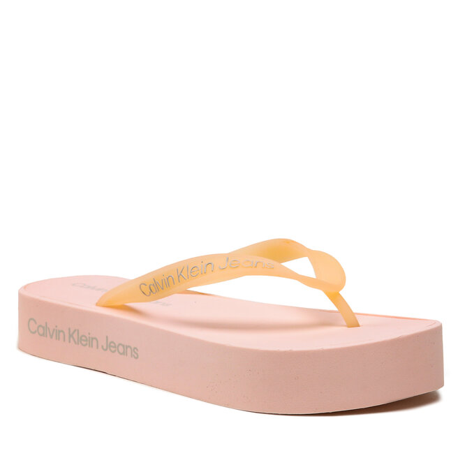 Flip flop Calvin Klein Jeans Beach Sandal Flatform Logo YW0YW01092 Peach Blush/Oyster Mushroom TLL CALVIN KLEIN JEANS imagine noua