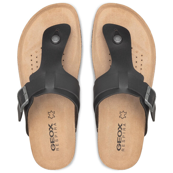 Geox Homme Ghita D - Tongs En Cuir Respirantes Avec Semelle Caoutchouc