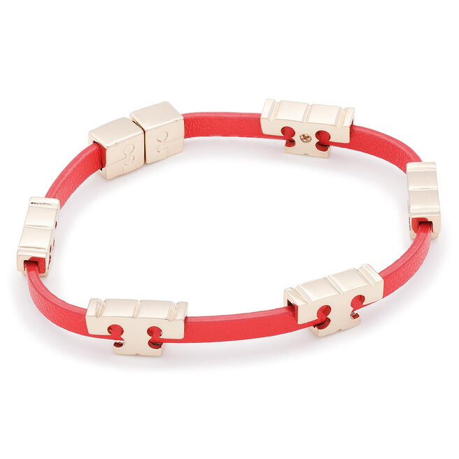 Tory Burch Βραχιόλι Tory Burch Serif-T Single Wrap Brecelet 61675 Gold/Brilliant Red/Brilliant