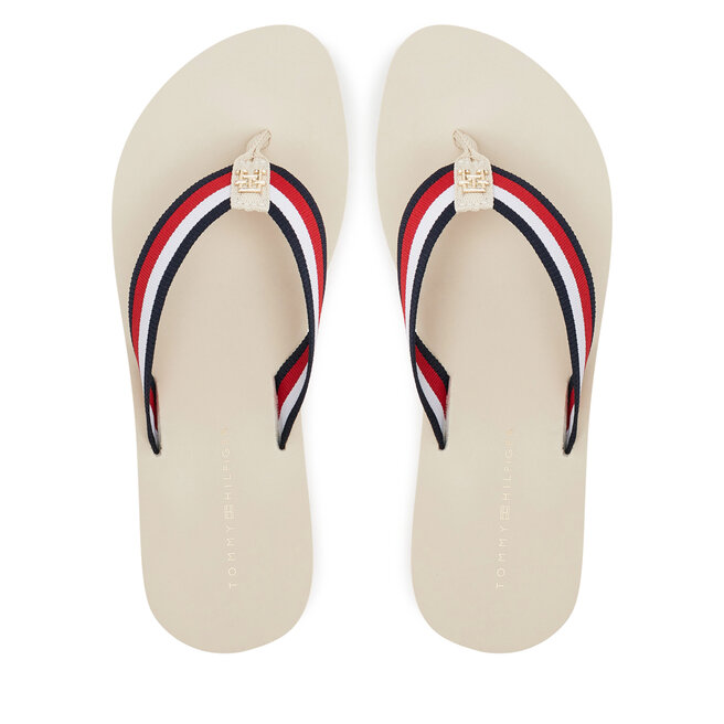Japonki Tommy Hilfiger Th Corp Mid Wedge Beach Sandal - Beżowy