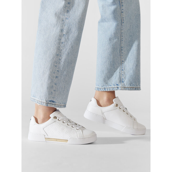 Superge Tommy Hilfiger Embossed Monogram Sneaker FW0FW06735 White/Gold