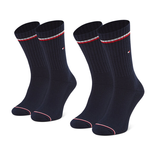 Set de 2 perechi de șosete lungi unisex Tommy Hilfiger 100001096 Dark Navy 039 039 imagine noua