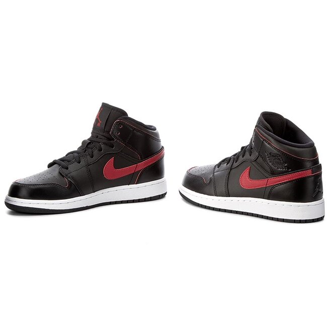 jordan mid 1 red white black