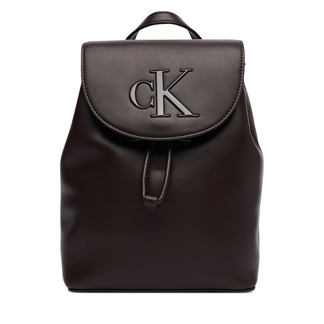 Plecak Calvin Klein Bold Ck Flap Mini Backpack LV04F3893G Brązowy ciemny -