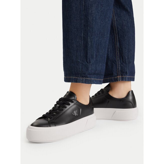Sneakersy Calvin Klein Flatform Lace Up Lth YW0YW01928 Czarny