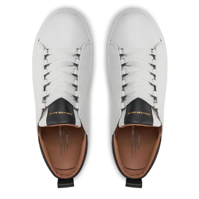 Alexander Smith Men's Eco Wembley Vegan Trainers – White Bio Cotton Lace-Up Sneakers | US Size 12 | Sustainable Casual Shoes