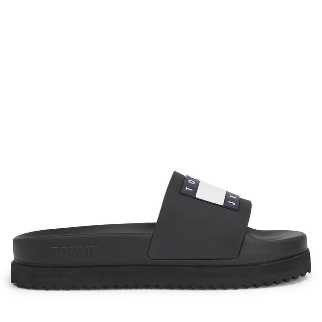 Klapki Tommy Jeans Tjw Elevated Flatform Slide - Czarny