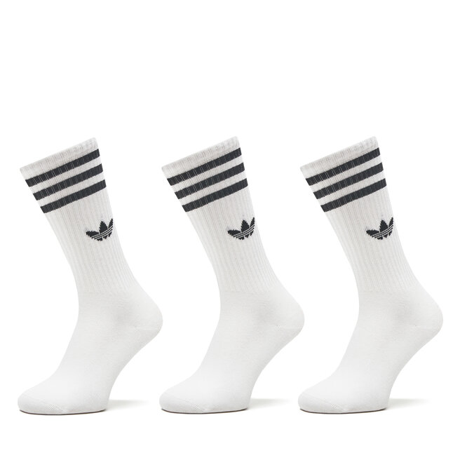 Zestaw 3 par wysokich skarpet unisex adidas Solid Crew - Biały