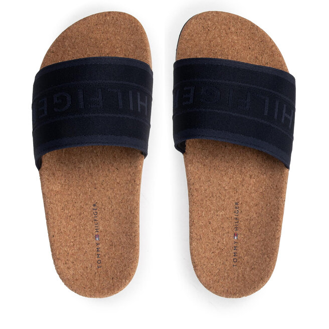 Tommy Hilfiger Papucs Tommy Hilfiger Webbing Cork Pool Slide FW0FW06525 Desert Sky DW5