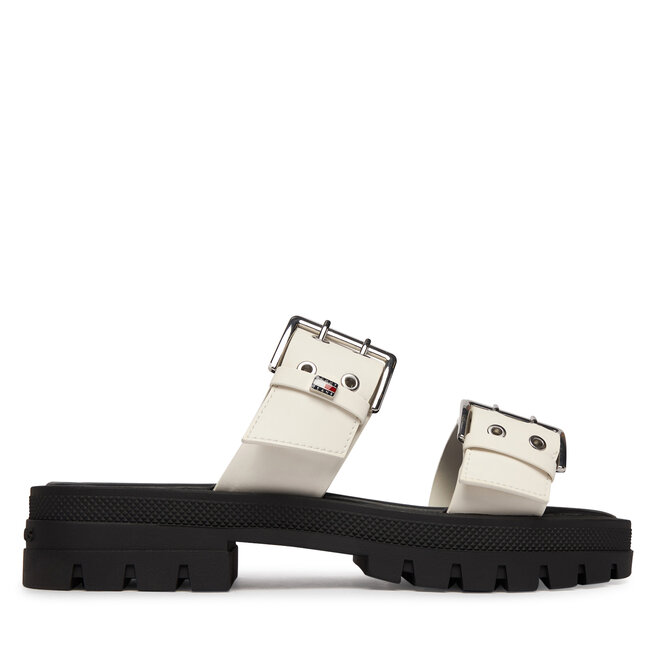 Klapki Tommy Jeans Tjw Buckle Straps Sandal EN02966 Kremowy -