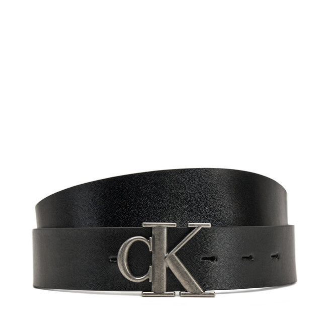 Pasek Męski Calvin Klein Jeans Monogram Plaque 35mm Rev/Adj - Czarny