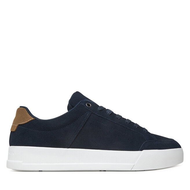 Sneakersy Tommy Hilfiger Th Court Summer Suede - Granatowy