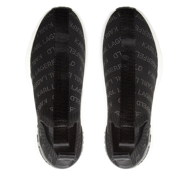 KARL LAGERFELD Sneakersy KARL LAGERFELD KL62119 Black Knit Textile W/Lt Grey