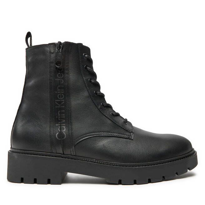 Kozaki Calvin Klein Jeans Combat Mid Laceup Boot W Zip - Czarny