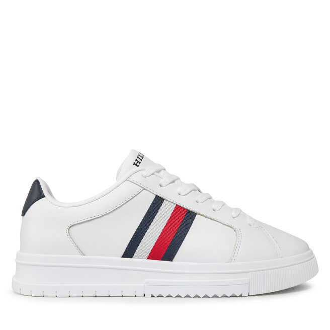 Sneakersy Tommy Hilfiger Supercup Lth Stripes Ess - Biały