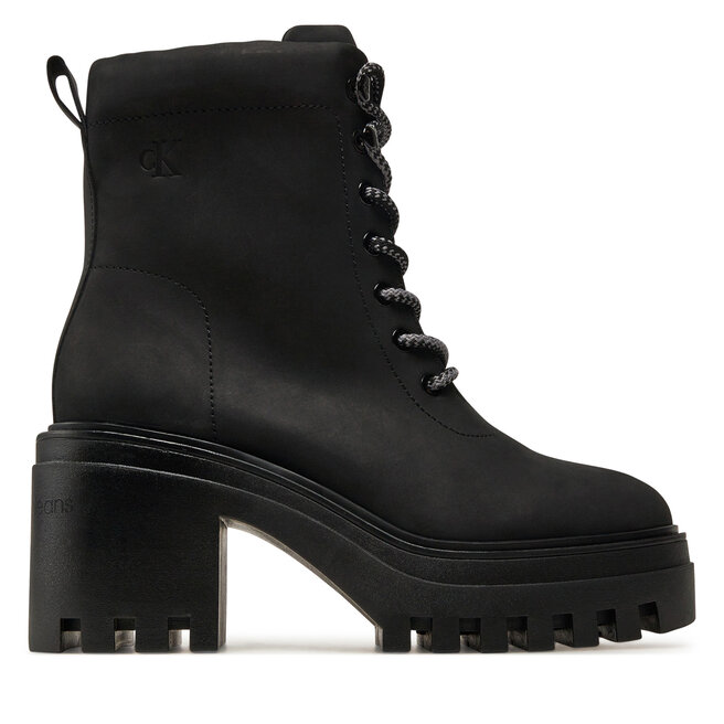 Botki Calvin Klein Jeans Chunky Heeled Zip Boot Lth - Czarny