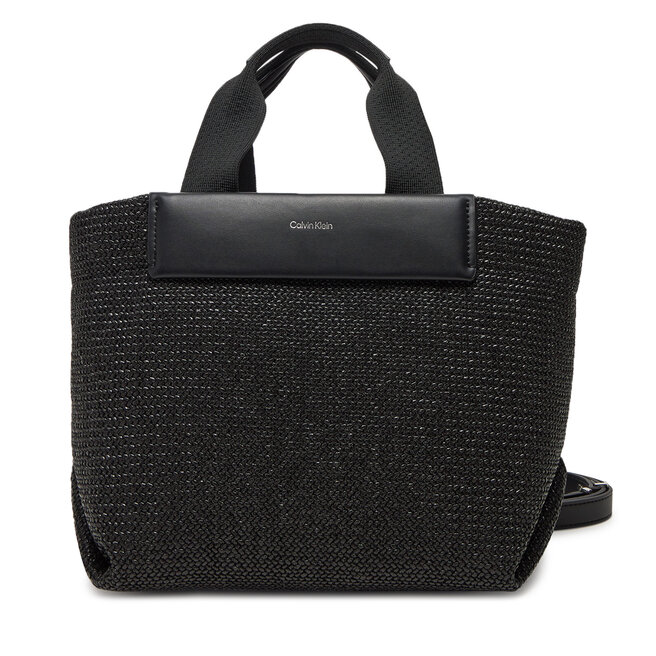 Torebka Calvin Klein Ck Raffia Small Tote Crossbody - Czarny