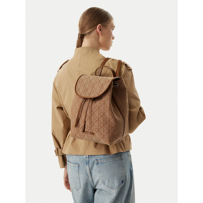 Plecak Calvin Klein Emblem Aop Jacquard LV04F3536G Brązowy -