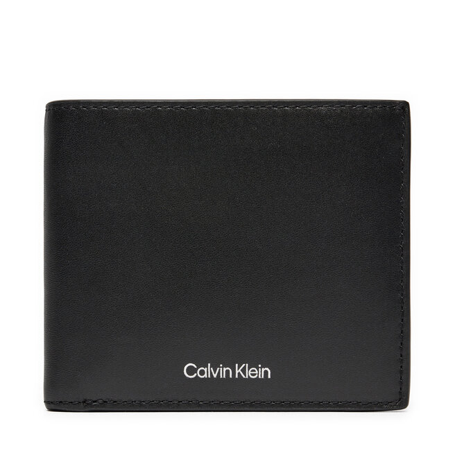 Duży Portfel Męski Calvin Klein Ck Sleek Bifold 5cc W/Coin - Czarny