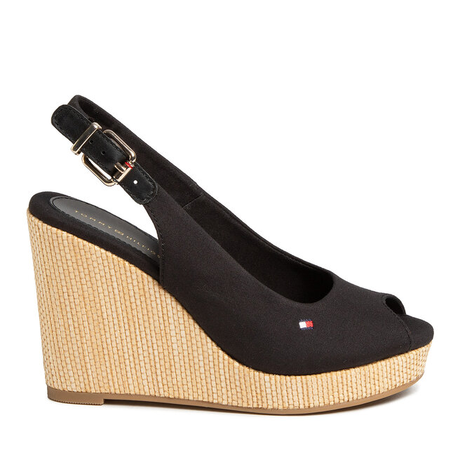Espadryle Tommy Hilfiger Iconic Elena Sling Back Wedge - Czarny