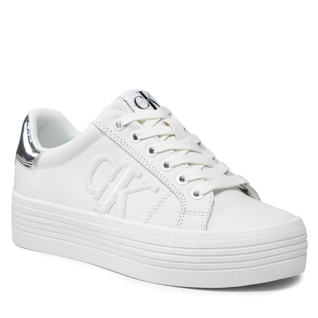calvin klein white vulcanized flatform trainers