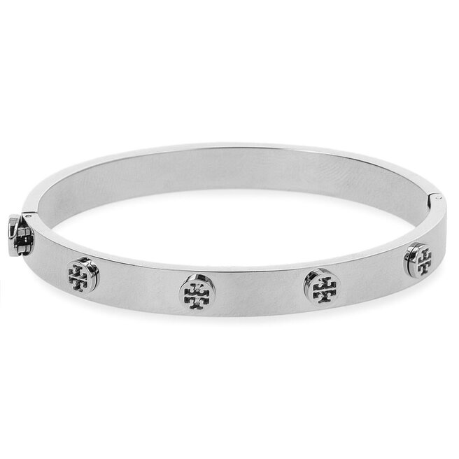Br ar Tory Burch Logo Stud Hinge Bracelet 37396 Tory Silver 022