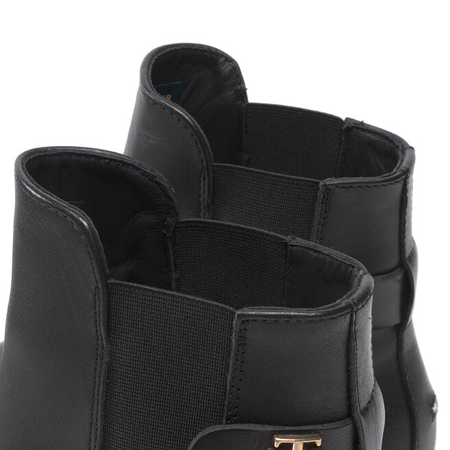 Tommy Hilfiger Боти тип челси Tommy Hilfiger Th Leather Flat Boot FW0FW06749 Black BDS